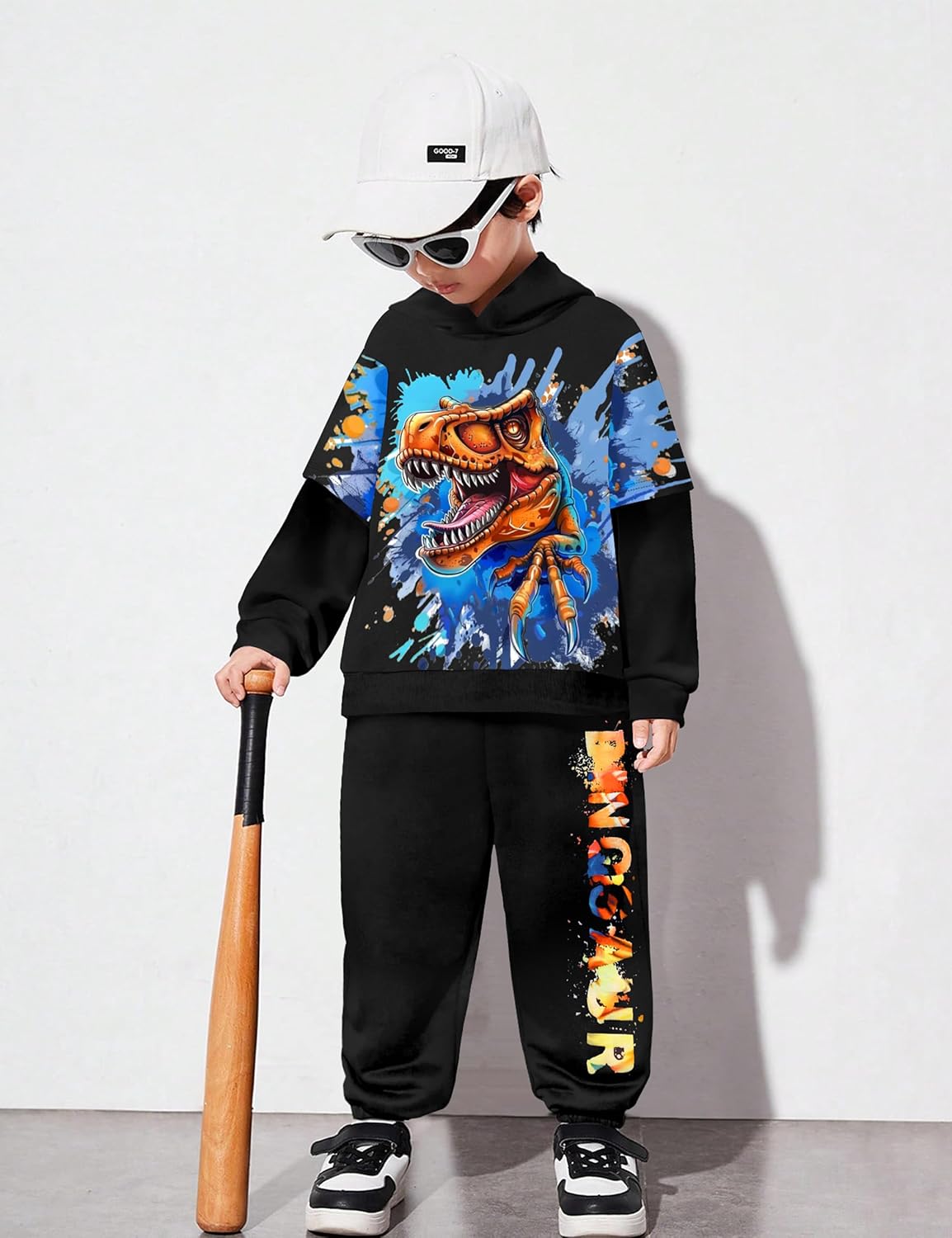 Toddler Boy Clothes Dinosaur Print Hoodies Long Sleeve Toddler Clothes for Boys Tie-Dye T-Rex Sweatpants Outfits 3-7Y - Image 3