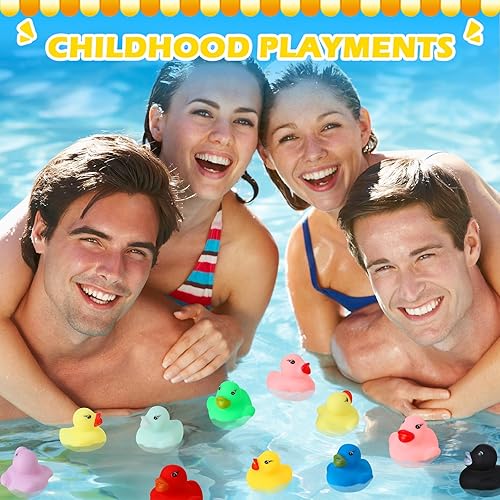 Miniatura 5 de Juego de 300 piezas de pato de goma a granel de juguetes de baño mini patos coloridos para baby shower, juguete de fiesta de cumpleaños, regalos