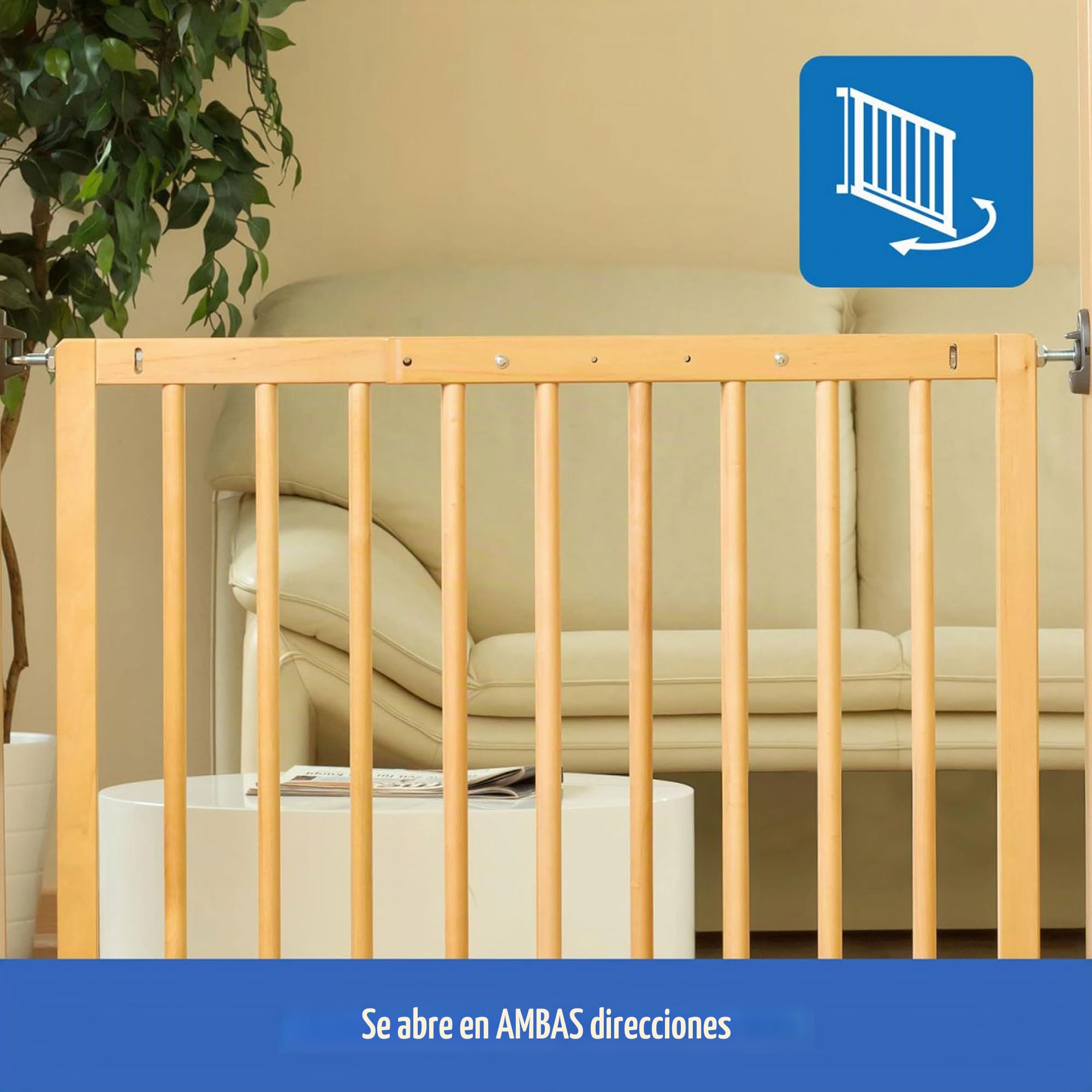 reer Puerta de Seguridad para escaleras y Puerta básica para atornillar, Madera, sujeción Estable, Ancho de Paso 65,5-106 cm
