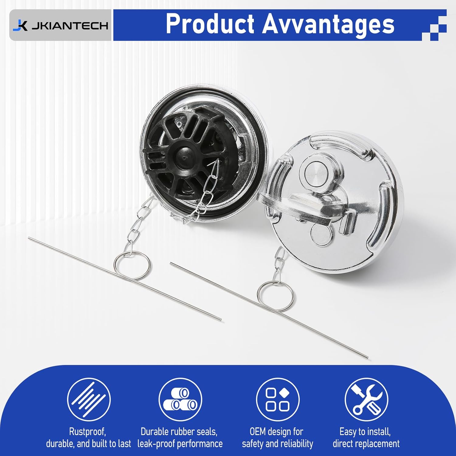 Diesel Fuel Tank Cap, 2 Pack, 4" Lever-Style Aluminum Fuel Caps, Non-Vented, Compatible with Peterbilt 330–587 Semi Trucks 1972–2017, Replaces 11-04859-100, 1104859100, 600211