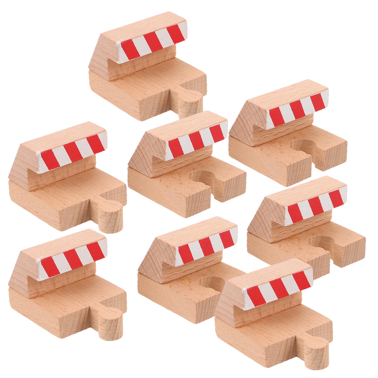 DIYEAH 4 Sets Train Track Bumpers for Kids - Wooden Train Track Stopper - Railway End Buffer Stop Accessories for Toddlers’ Railway Playsets 1.8x1.3x0.5Inches Beige