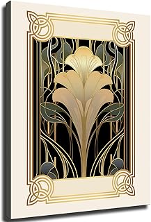 Art Deco Wall Art Trendy Print Vintage Style Framed Poster Gold Art Nouv...