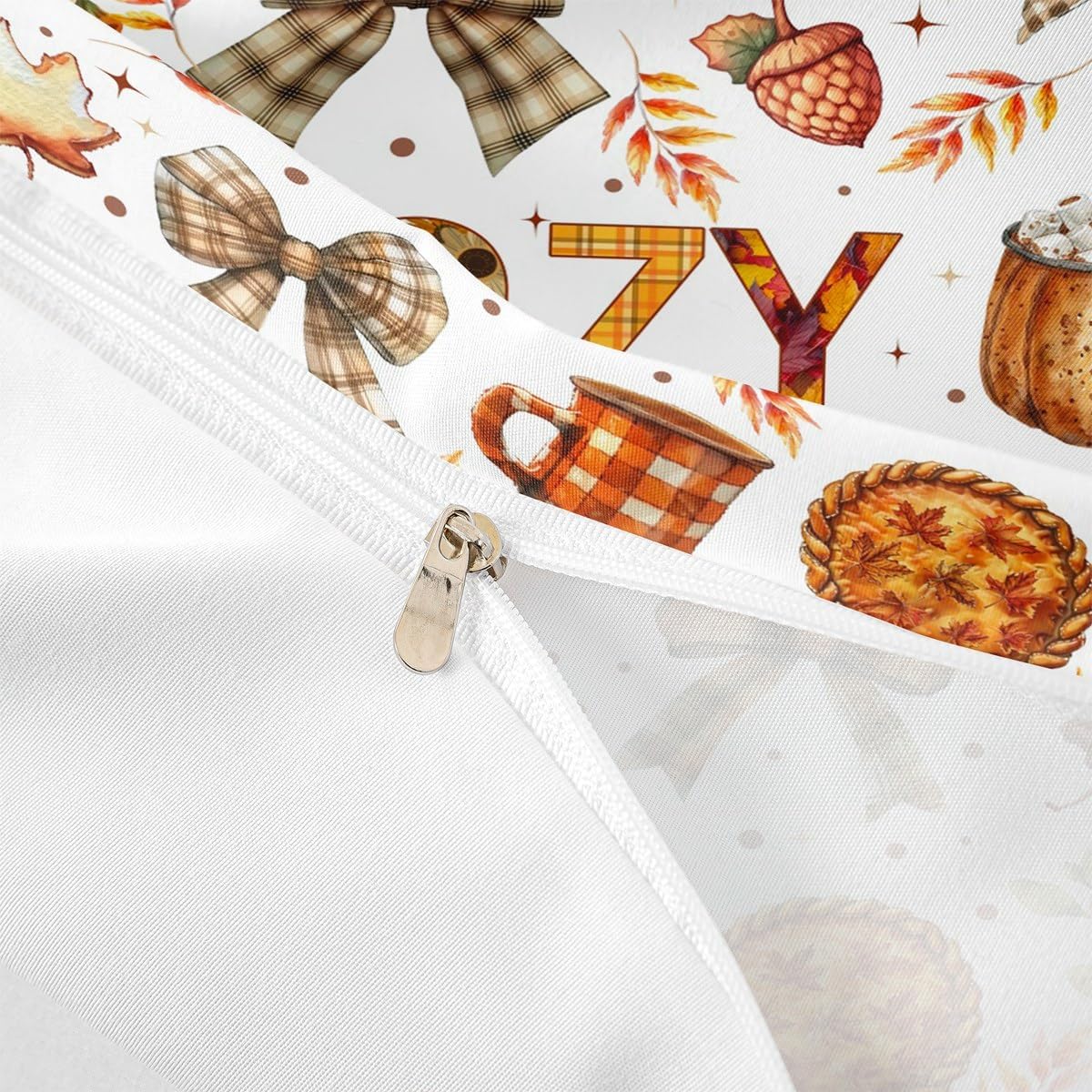 Erosebridal Fall Bows Duvet Cover Twin Autumn Maple Leaves Pumpkin Comforter Cover for Boys Girls Farmhouse Harvest Thanksgiving Bedding Set Brown Beige Plaid Bows Quilt Cover Rustic Country Decor