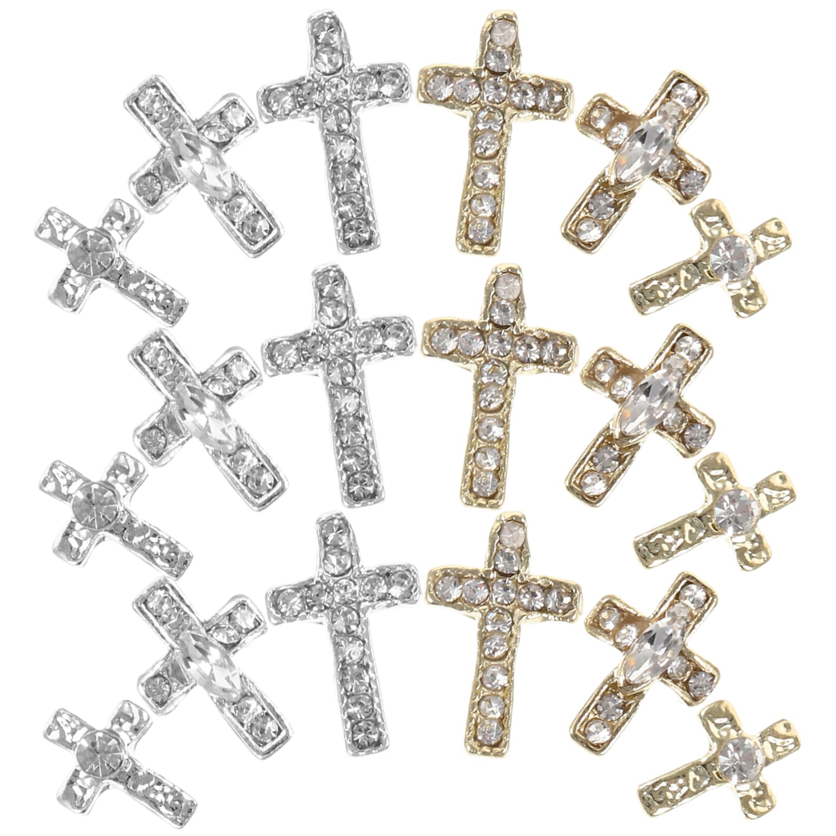 4 set Gioielli Con Croce In Lega Strass Ciondoli Per Unghie Con Strass Ciondoli Per Unghie Unici Accessori Per Unghie Croci Per Unghie Ciondoli Decorazioni Per 60 pezzi*4