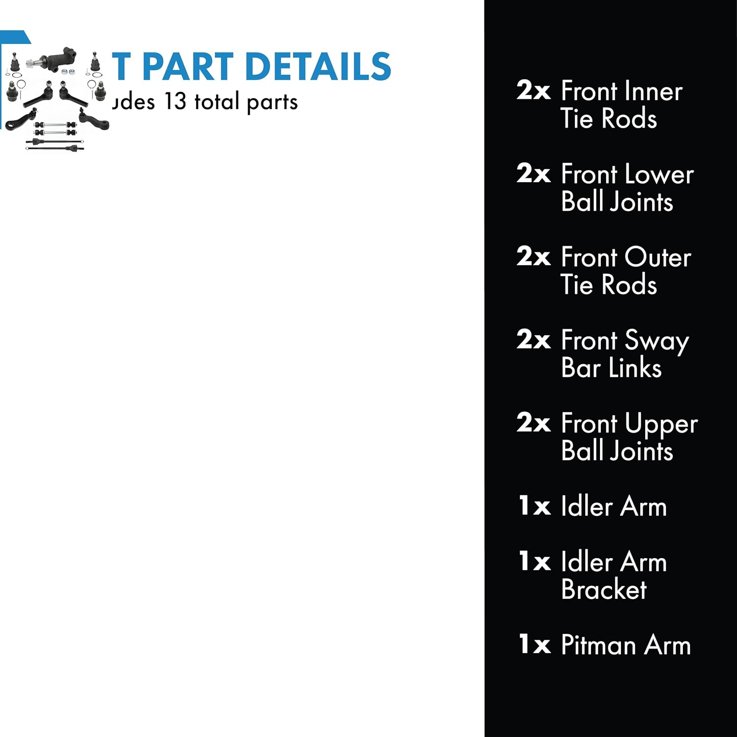 trq front steering & suspension kit ball joint idler arm idler arm bracket assembly pitman arm sway bar stabilizer link tie rod compatible with chevrolet gmc psa72139