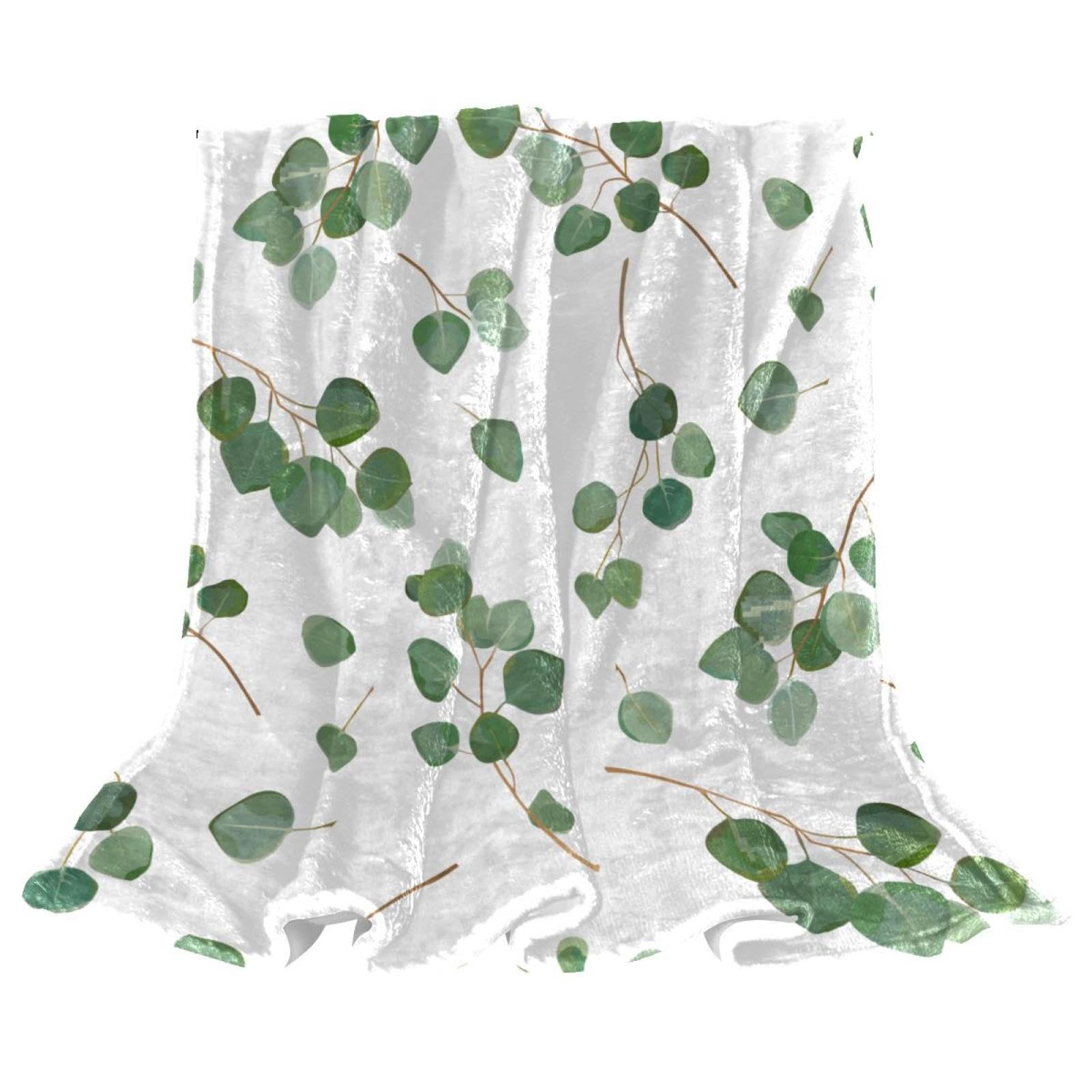 Couverture polaire plante verte plaid doux anti-froid pour lits et chaises