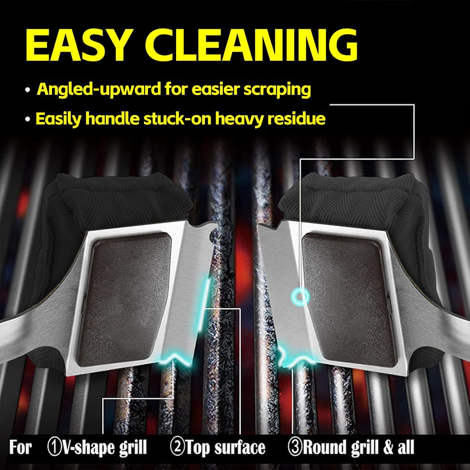 Steam Bristle Free Grill Brush Safe Steam Cleaning Tool Dishwasher Safe Thickened Aramid Fiber Scrubber for Outdoor Grill Grates, Flat Tops, Cast Iron & Stainless Steel Gifts for Men/Dad