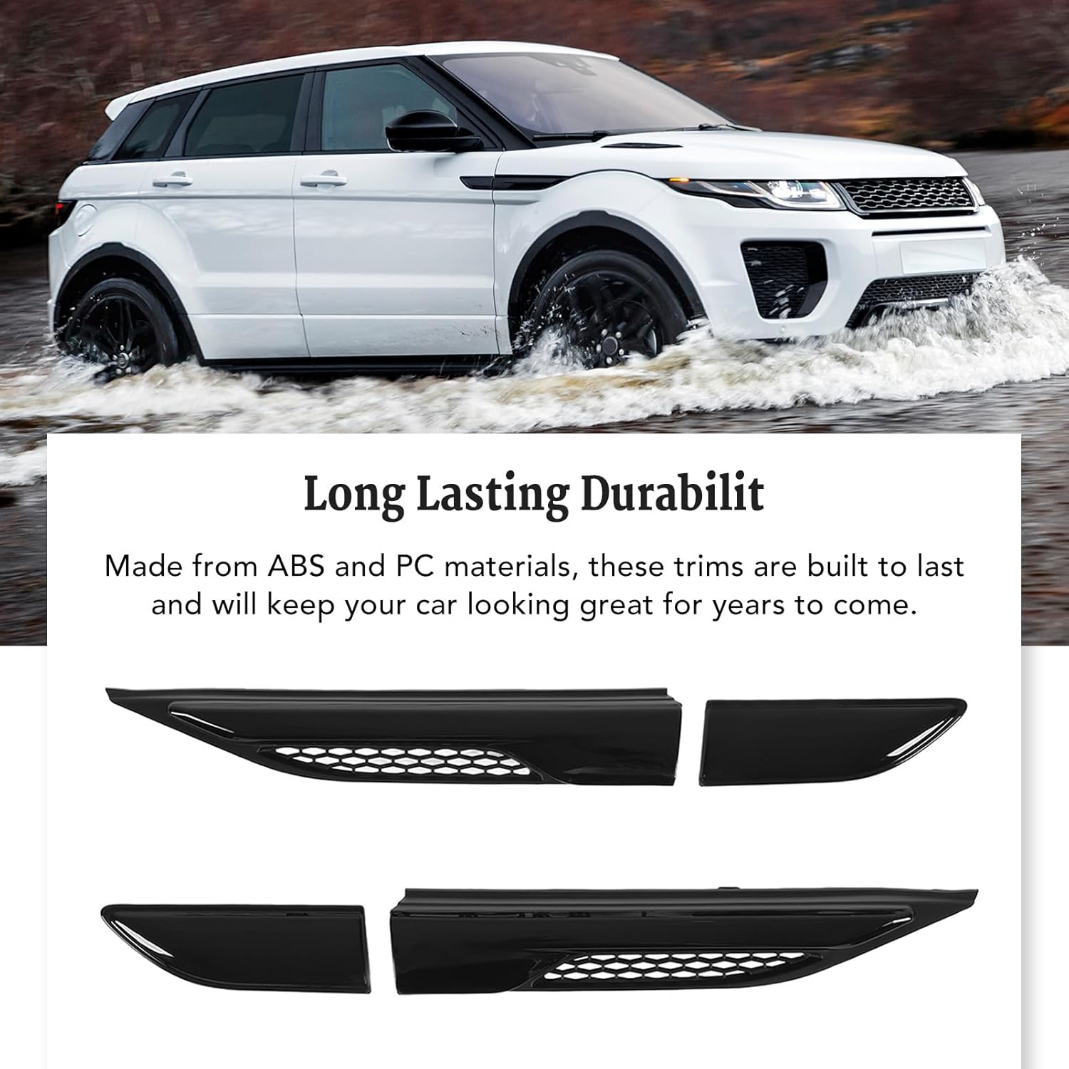 Side Vent Air Grille Trim for Evoque L538 4pcs Gloss Black ABS PC Material LR027321 Replacement
