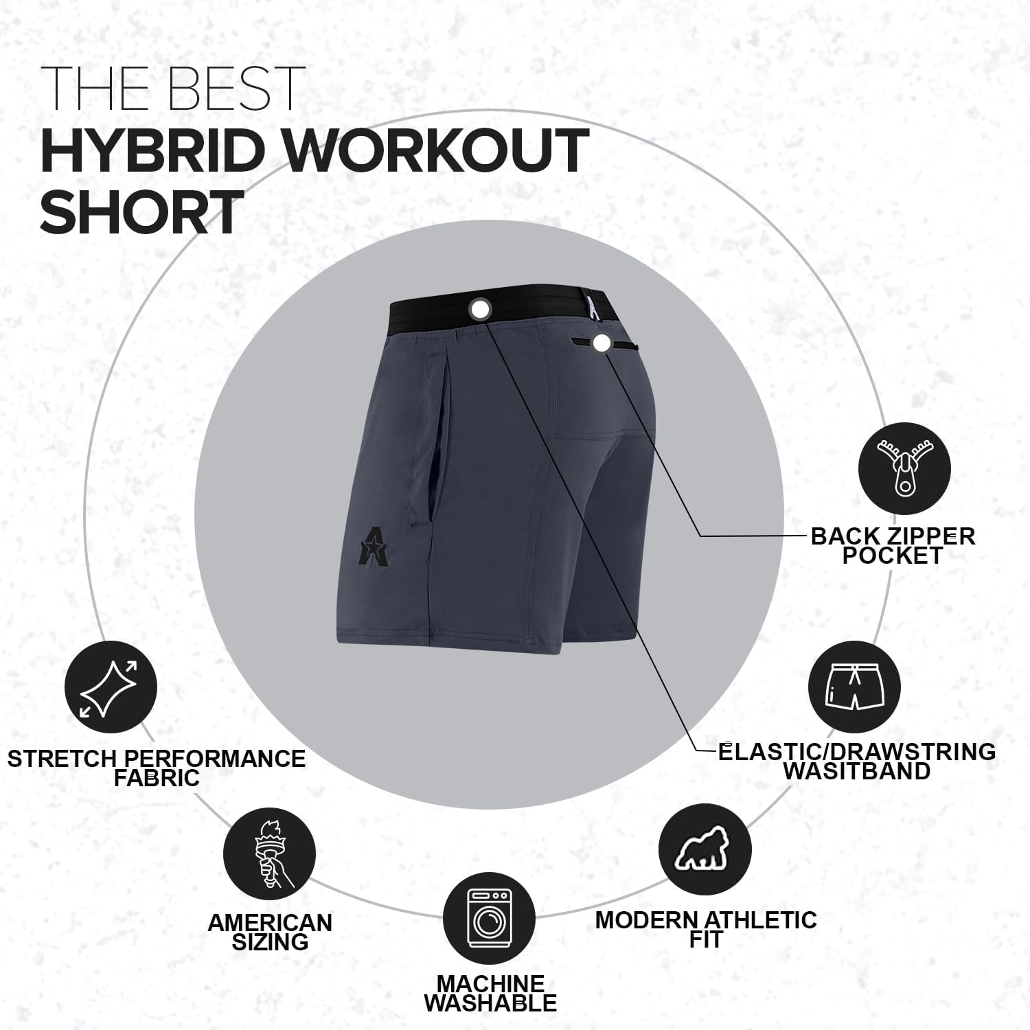 Anthem Athletics Evolflex Mens Workout Shorts - 5", 7", & 9" Inseam w/Zippered Pocket - for Cross Training, Gym Short & Yoga - Image 3