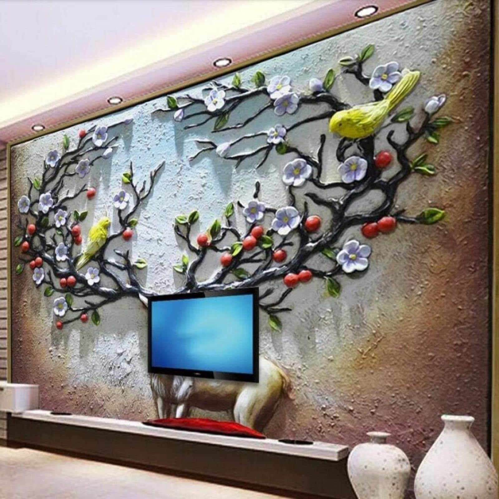 Papel pintado 3D XLMING textil para disimular imperfecciones de pared en salón y cocina