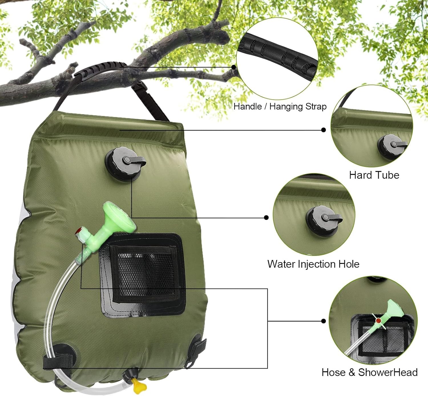 Camping Equipment,Outdoor 20L Solar Shower Bag, Camping Picnic Water Storage Bag, Shower Package,Beach Swimming Outdoor Traveling Hiking