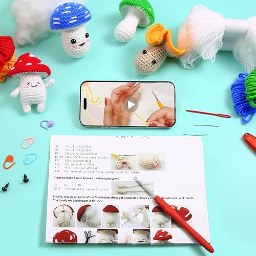 Miniatura 6 de Luoshivp Kit de ganchillo para principiantes, kit de ganchillo de regalo de Navidad, kit de ganchillo para principiantes para adultos con tutoriales