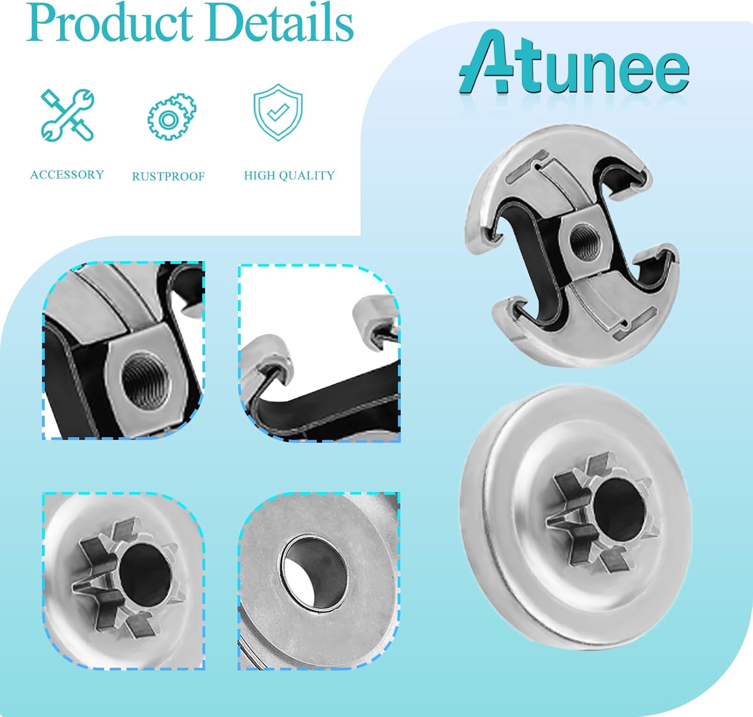 .325" 7T Clutch Drum for Husqvarna 340 345 445 450 Compatible with Jonsered 2145 2150 Gas Chainsaw Spare Parts with Bearing Oil Pump Worm Gear Replace 578097901, 578 09 79 01, 503932101