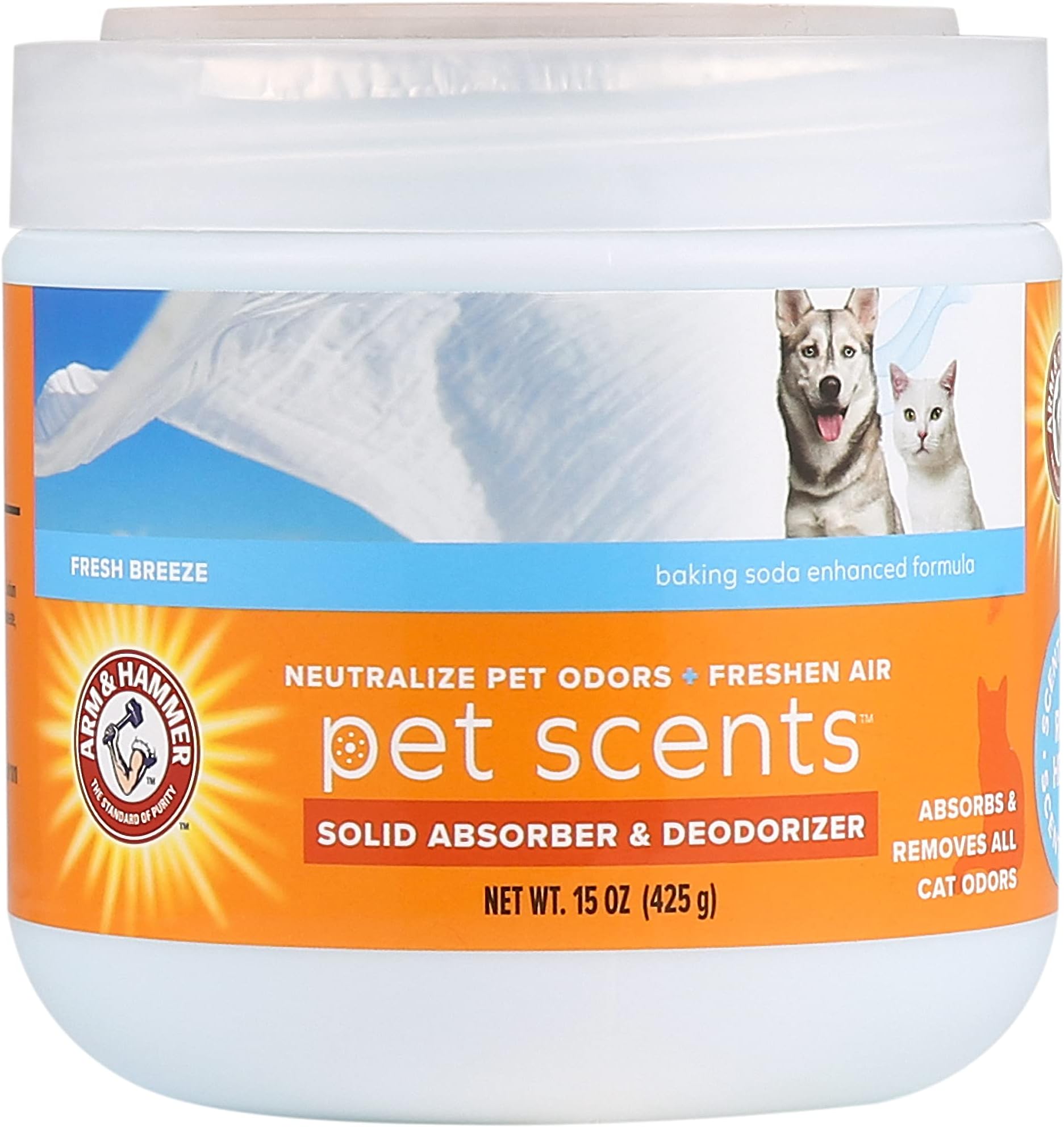Arm & Hammer Pet Scent Solid Gel Odor Freshener Fresh Breeze Scent | Pet Home Room Deodorizer Solution, Odor Eliminator Gel 15 oz