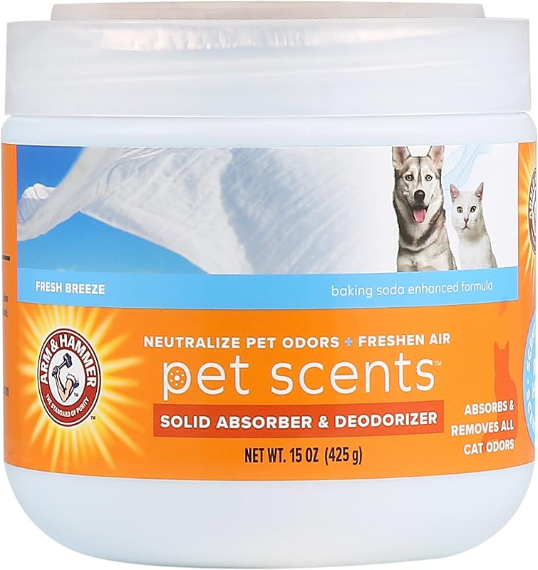 Arm & Hammer Pet Scents Solid Gel Odor Eliminator, Fresh Breeze, 15 Oz | Long-lasting baking soda gel neutralizes odors in pet rooms, litter areas, and indoor spaces without spraying