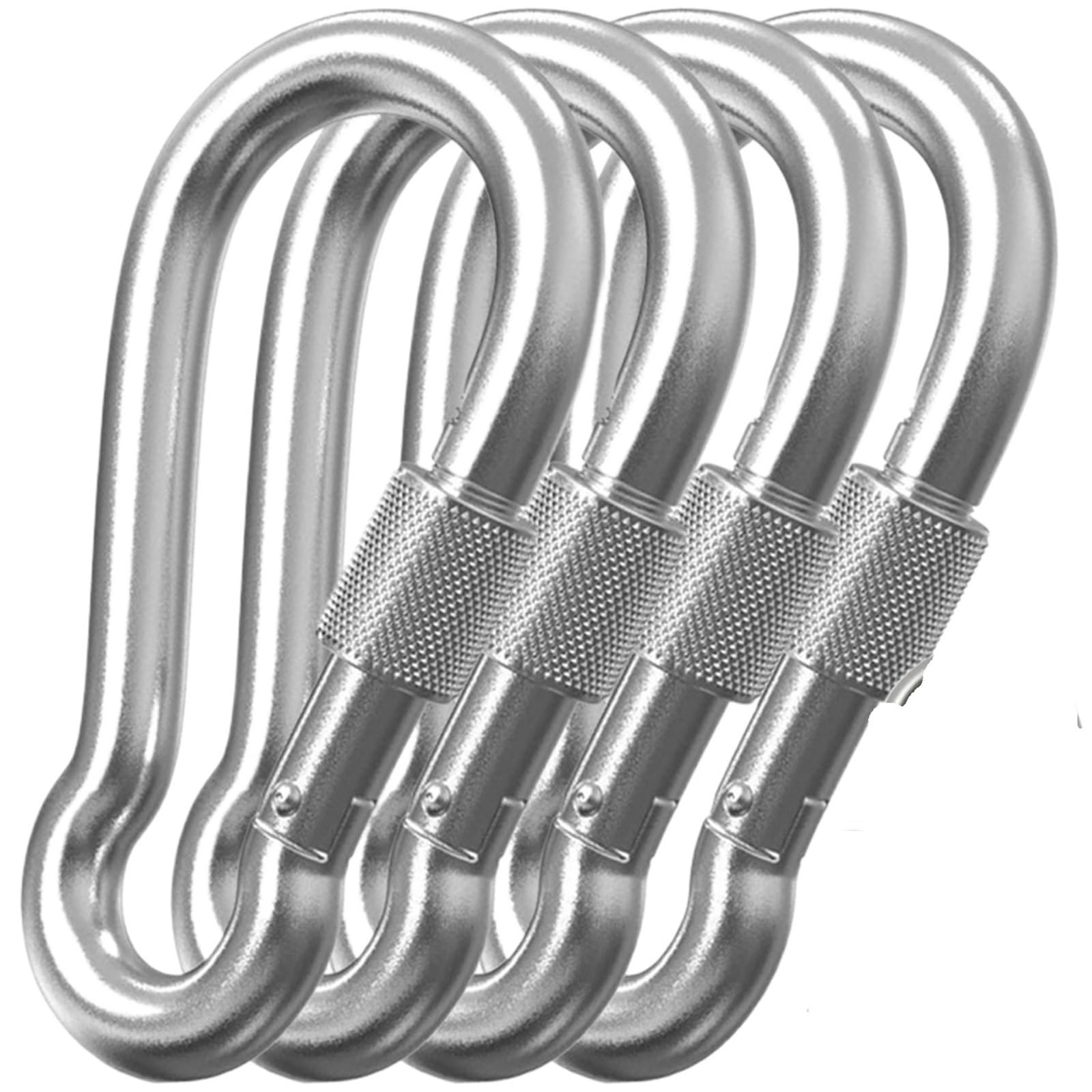 Mosquetones Acero Inoxidable M4/M5/M6/M7/M8 Clips de mosquetón a presión resorte Metal ganchos tornillo anillo en D mosquetones bloqueo conector oscilante(M7x70,20PCS)