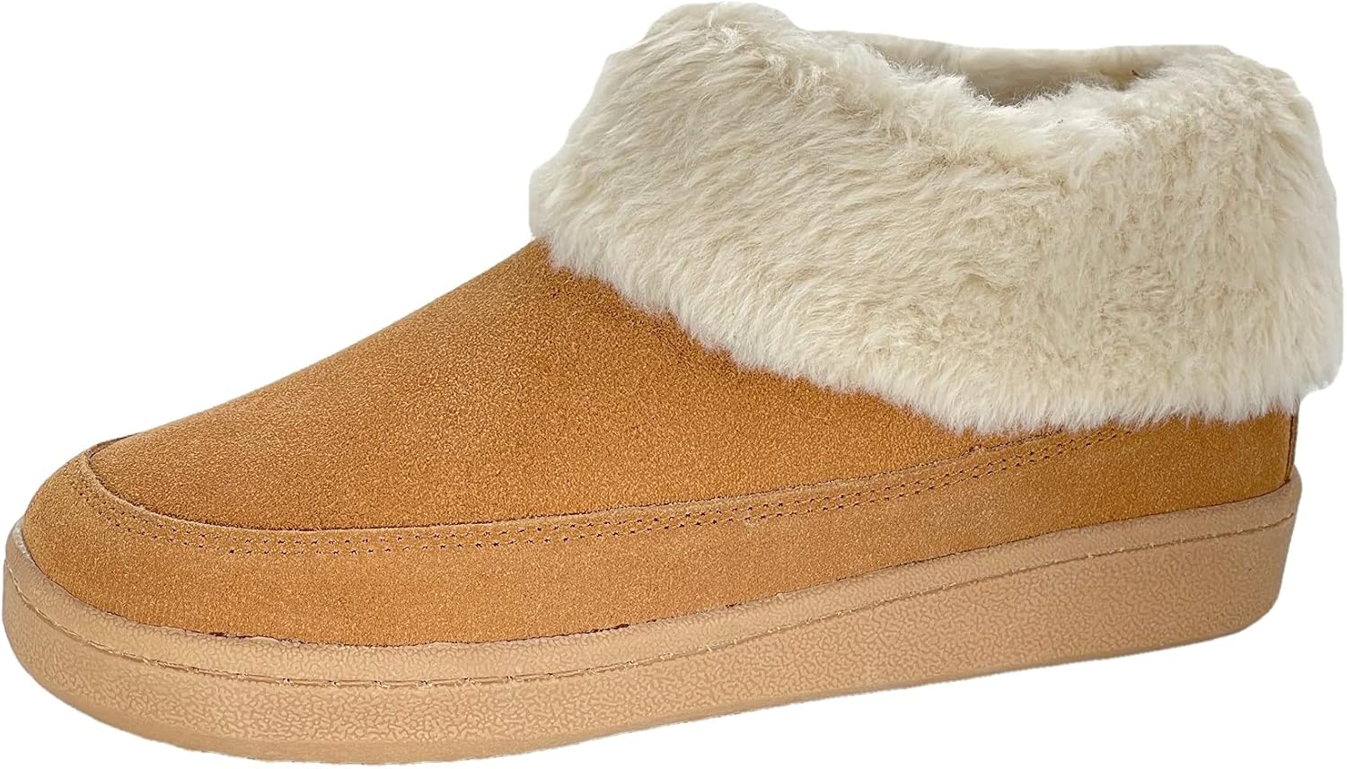 Clarks Womens Slipper Suede Ankle Bootie JMH1883 -Plush Faux Fur Collar and Lining - Indoor Outdoor House Slippers For Women (8 M US, Cinnamon)