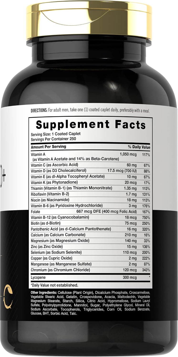Carlyle Multivitamin for Men 50 and Over | 250 Count | with B Vitamins, Vitamin D, Magnesium & Zinc | Gluten Free Supplement