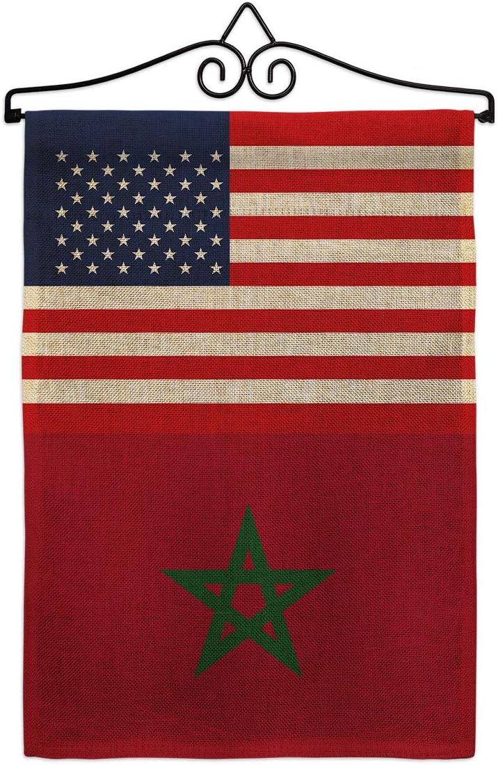 Morocco US Friendship Burlap Burlap Garden Flag Regional USA American Alliance World Country Particular Area Small Decorative Gift Yard House Banner Double-Sided Made In 13 X 18.5