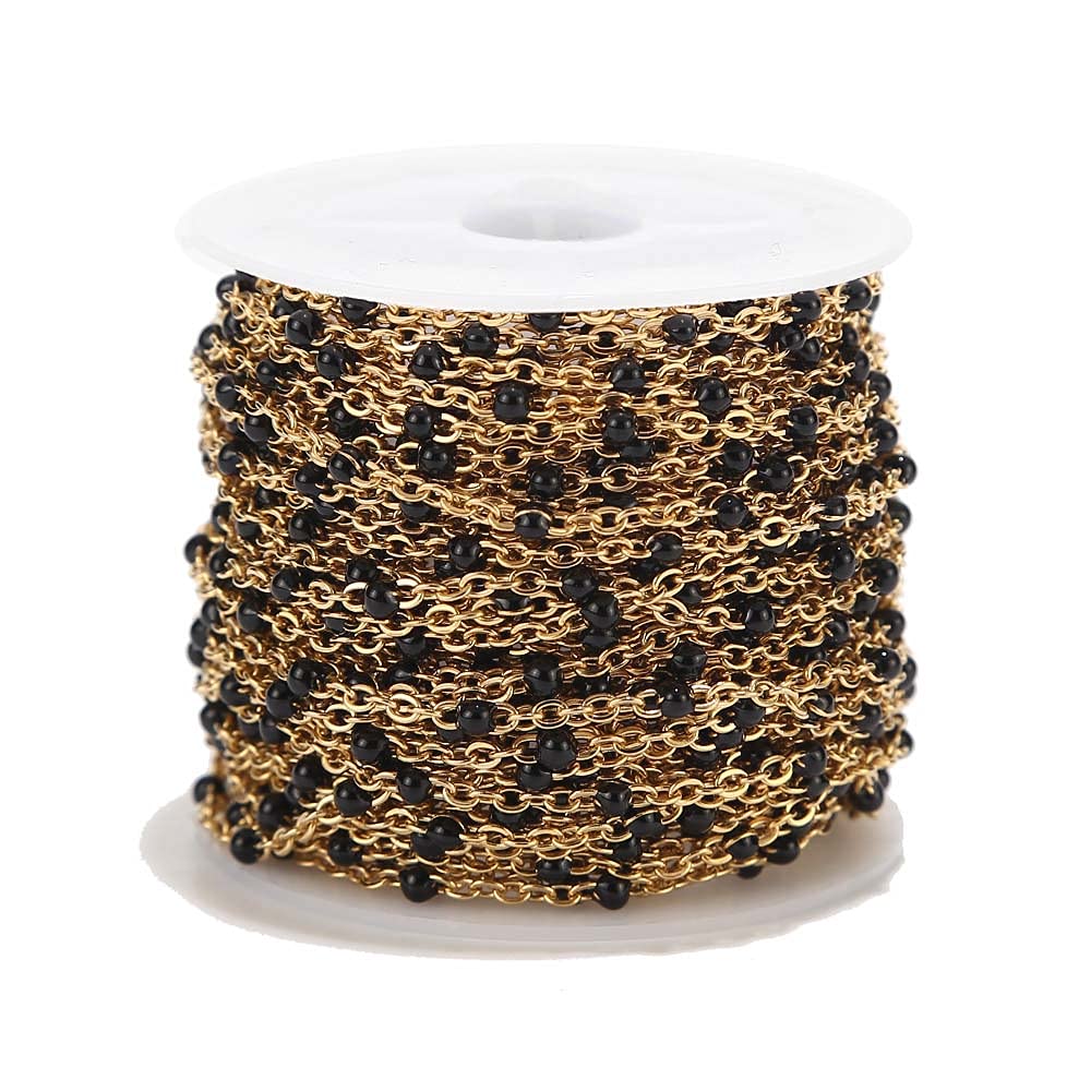 GIOTEL Beading 4 Meters Stainless Steel Chain Suitable For Handmade DIY Necklaces Jewelry production chain (Color : Enamel Gold Black)