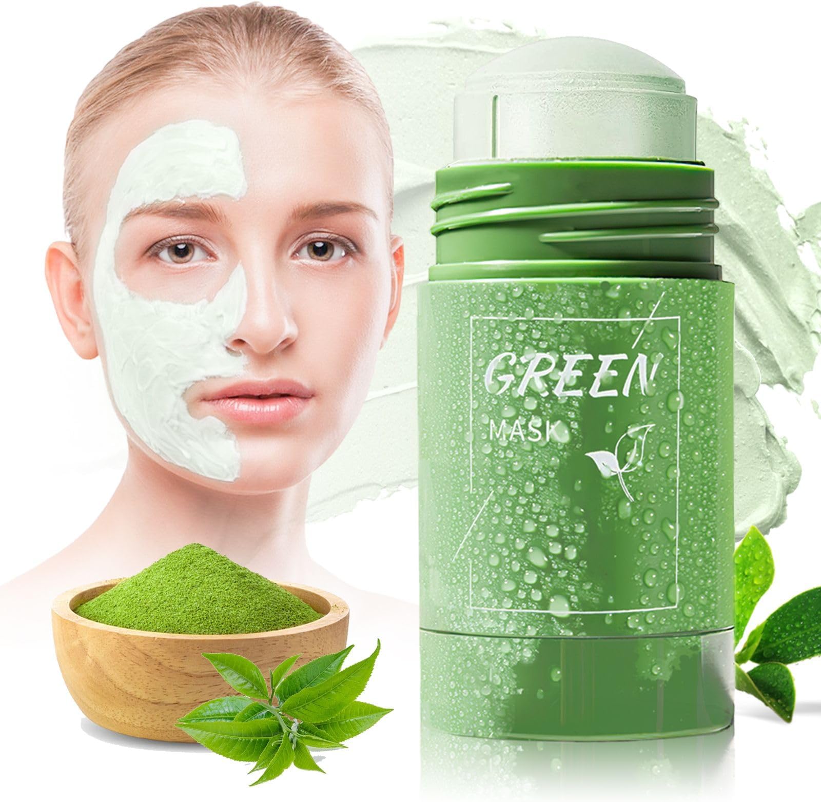 Green Tea Mask Stick Blackhead Remover - Deep Cleanse Green Tea Mask Stick Face Mask Skin Care Removes Blackheads Purifying Oil Control, Green Mask Stick for All Skin Types of Men and Women (1 PCS)