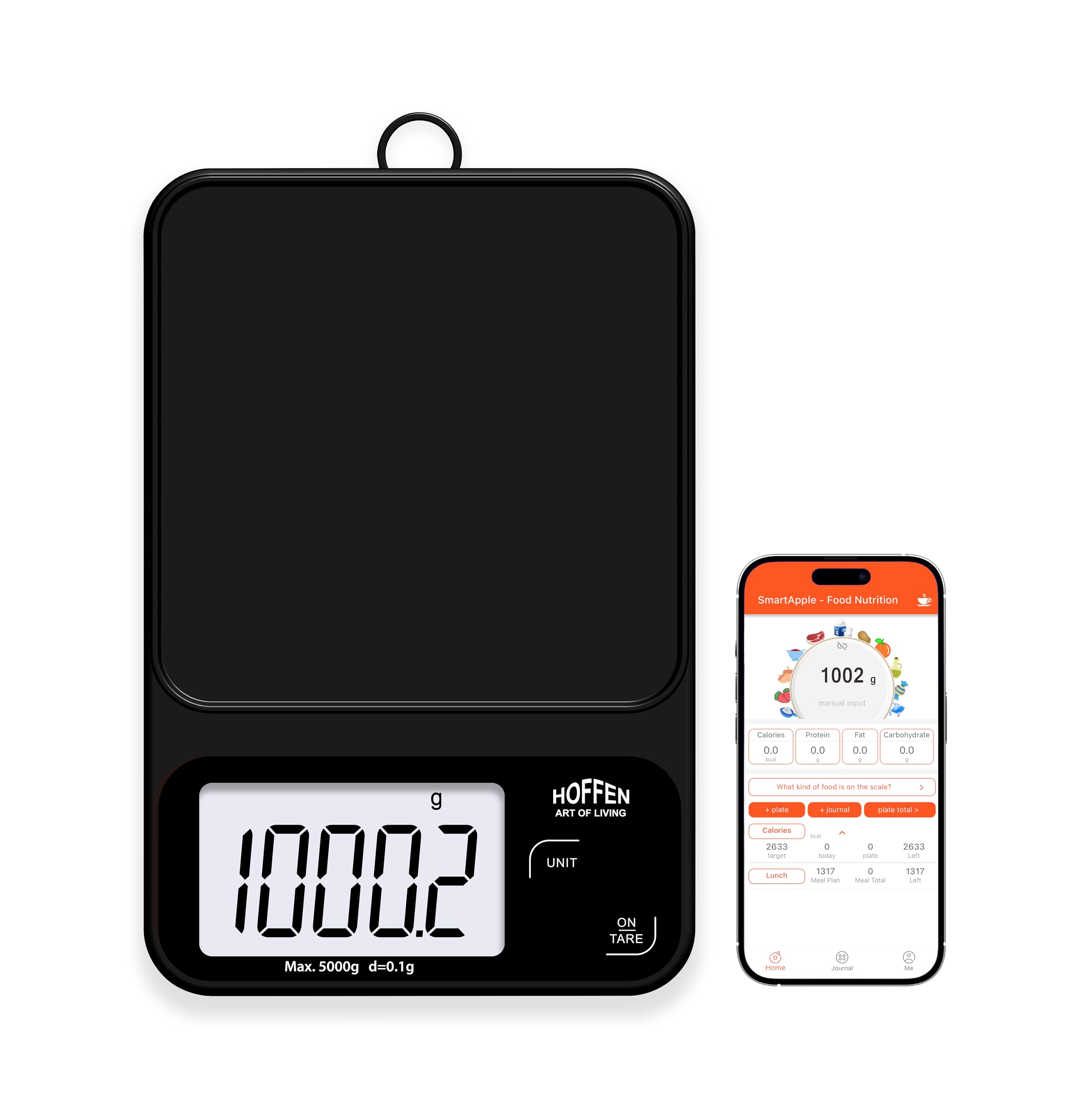 Hoffen Smart Bluetooth Kitchen Weighing Scale | Digital Food Weight Machine 30 Nutrients Calorie Tracker 0.1g Precision LCD Backlight Tare Function App Sync iOS Android 5kg Capacity 2 Year Warranty-image-28