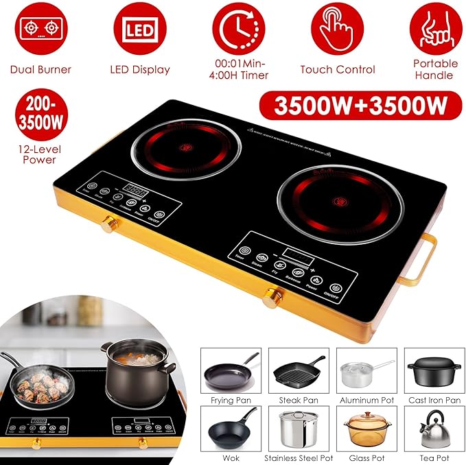 Estufa Vitrocerámica 2 Puestos 73x42x8 cm 110V miniatura 2