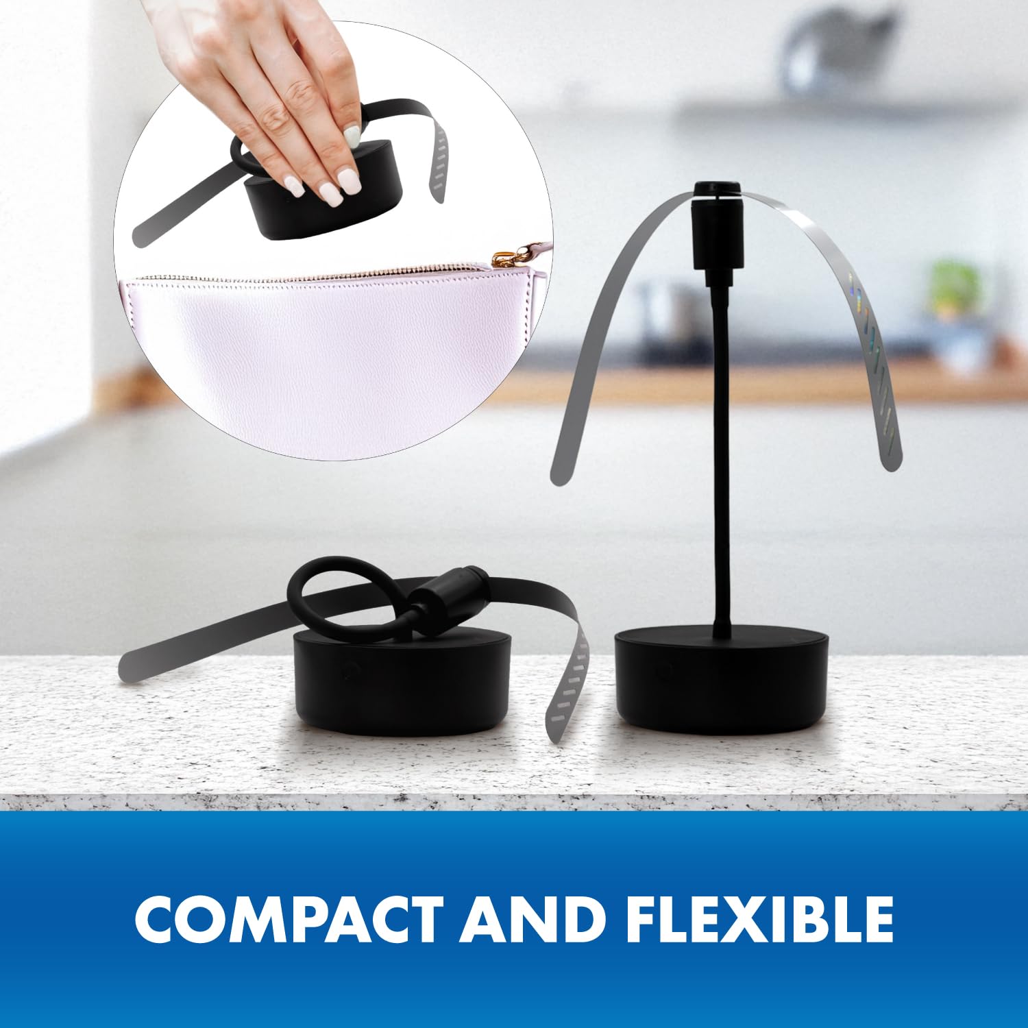 Ventilatore per alimenti ricaricabile USB-C nero FF-BK-04, accessorio da pranzo all'aperto e essenziale per barbecue, leggero con collo regolabile, accessorio da tavolo da picnic e patio