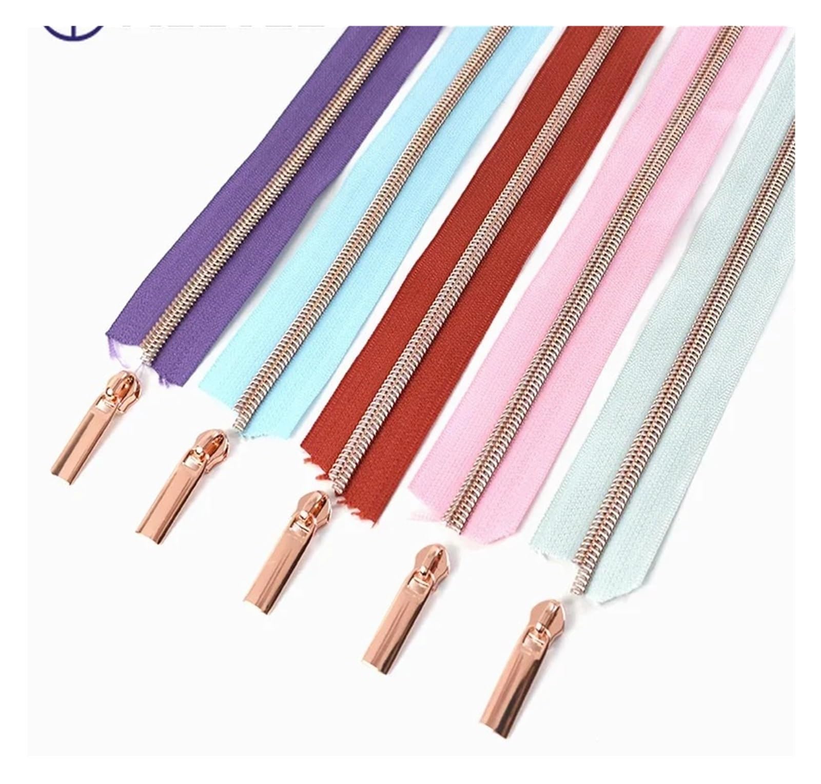 2/5/10 Metri 5# Nylon Cerniere Cursori for I Vestiti Borse Tasca Bobina Zip Cerniera Cursore Sostituire Fai da Te Indumento Accessorio for Cucire(M127RoseGold,10METERZIP10PCSLIDER_5#)