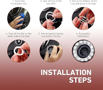 Car Bling Push Start Button Cover, Shiny Crystal Rhinestones Engine Start Button Cover, Push Start Button Accessories, Universal for Most Cars (White)