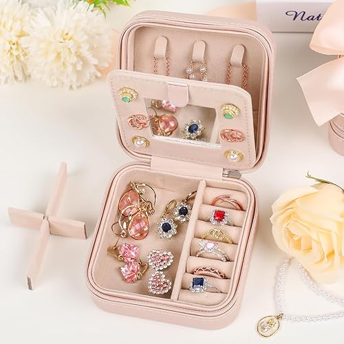 Miniatura 4 de CHMI Joyero de viaje, regalos de damas de honor, regalos de viaje para mujeres, pequeña caja organizadora de joyas, estuche de viaje para joyería