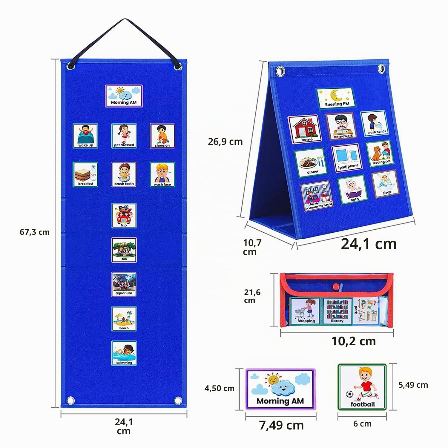 Calendario per bambini, 2 in 1, diagramma di routine quotidiana 'autismo, agenda giornaliera per bambini, routine visione, planner settimanale per bambini con 70 carte, calendario per
