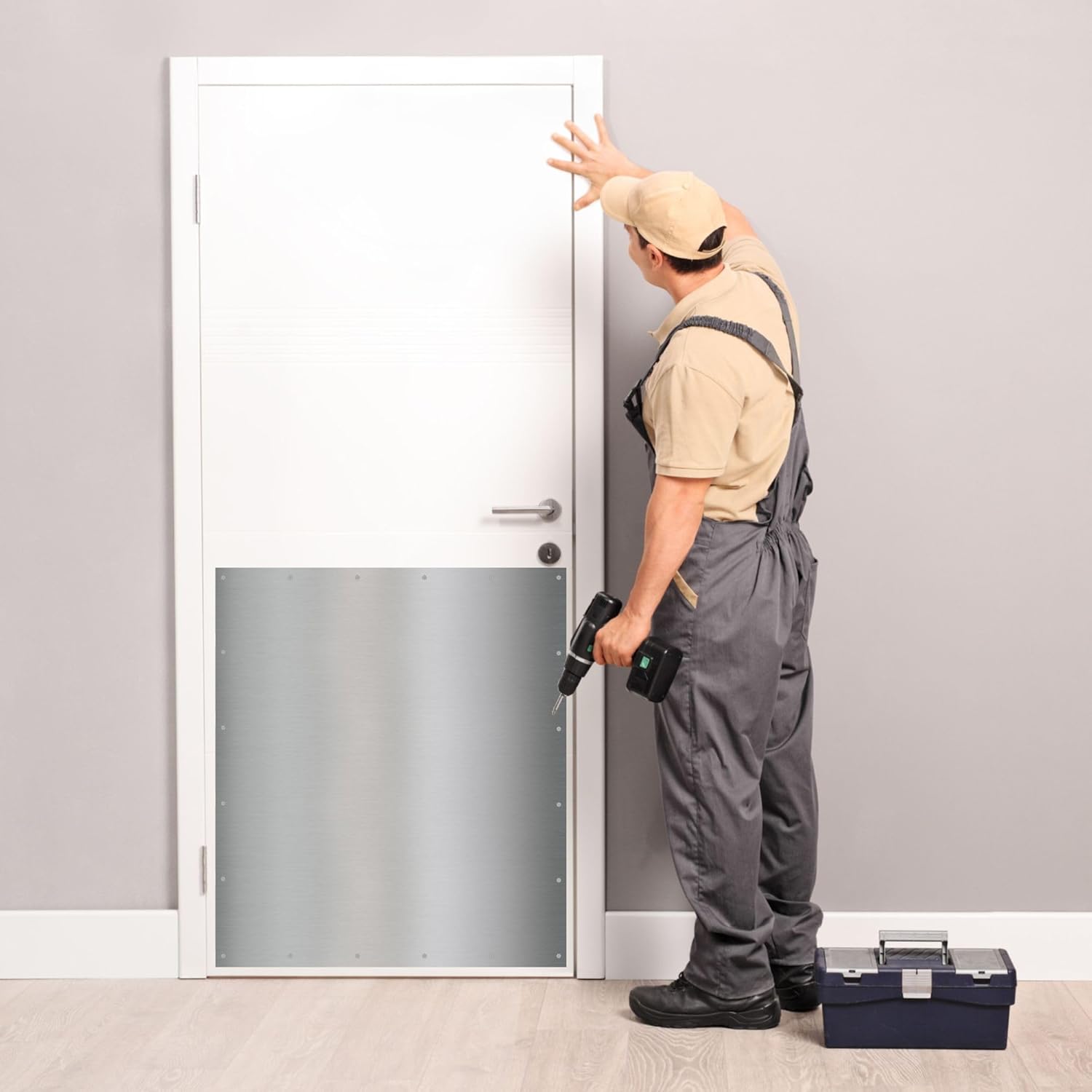 Durable Door Armor Plate - Multiple Finish & Size Options - 30x30 - Satin Nickel - Screw Mount