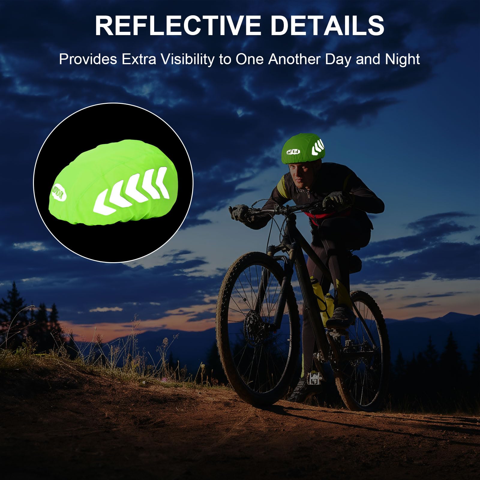 3 Pezzi Copri per Casco Bici Impermeabile, Copertura Antipioggia per Casco da Ciclismo con Striscia Riflettente, Copricasco Impermeabile per Uomo Donna Bambini, Verde Fluorescente