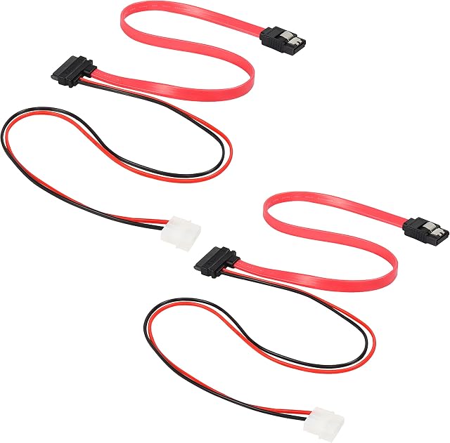SATA 13Pin 7+6 Pin to Serial ATA 7pin Data and Power Combo Cable,13-Pin Slimline SATA to 7Pin Serial ATA Data Cable with LP4 Drive Power Cable Adapter-2PCS 50cm