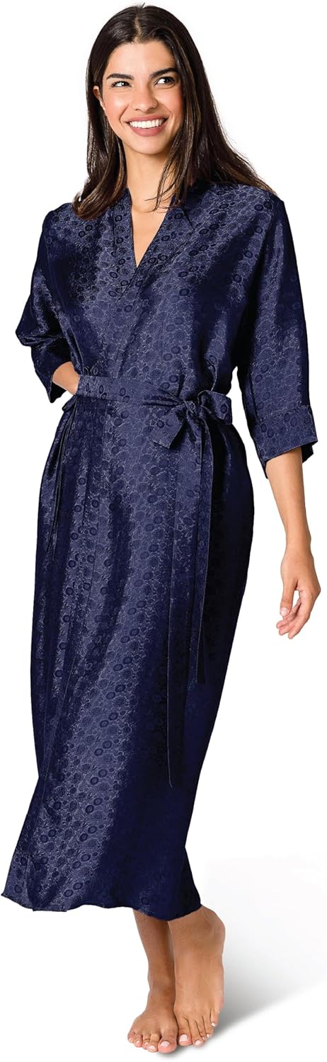 Tara Sartoria Luxury Artisan Silk Robe for Women, Washable, Full Length, Jacquard, XS–4XL, Oprah Daily 2025
