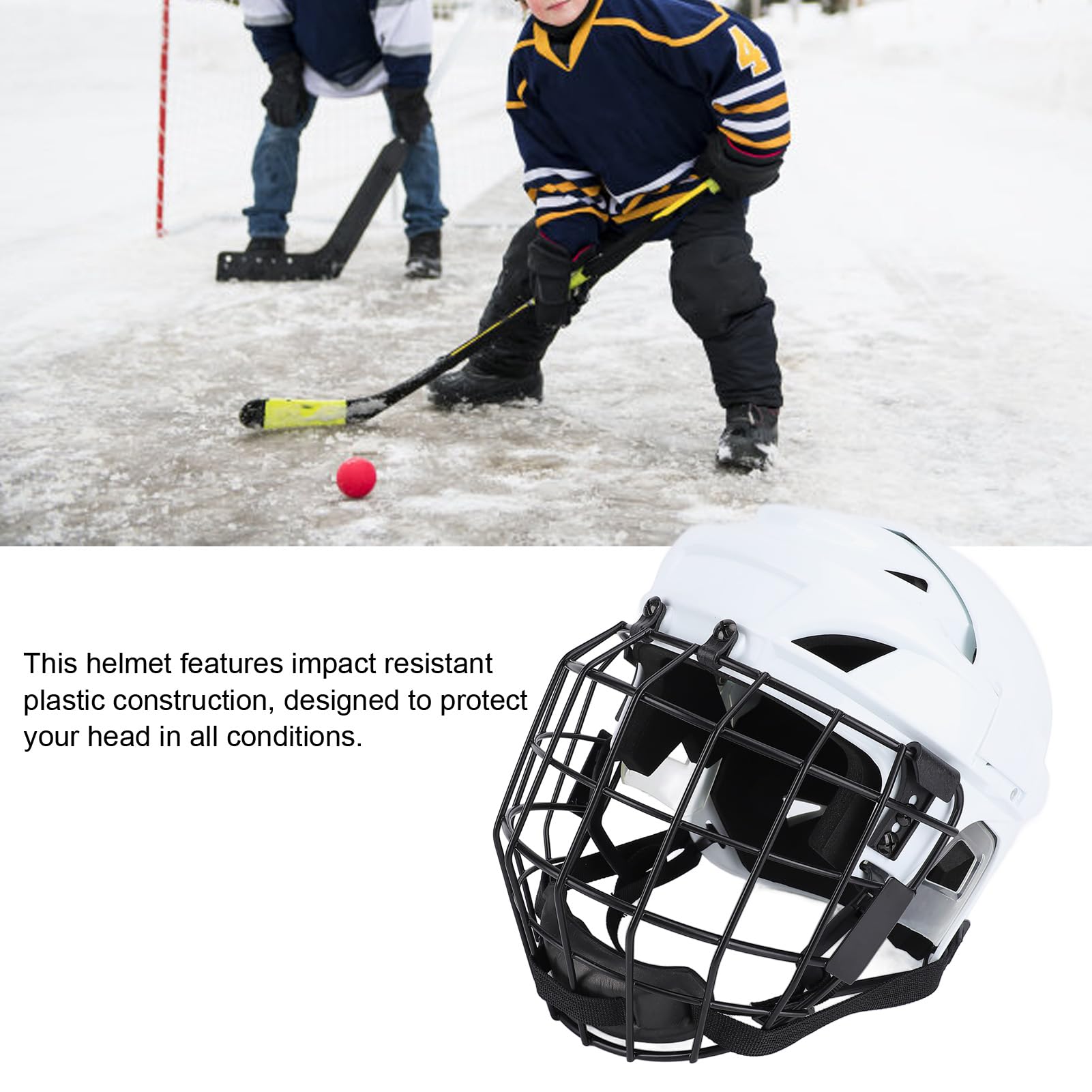 RiToEasysports Casque de hockey, combo avec cage, casque de protection de hockey sur glace avec cage pour sports de hockey sur roulettes