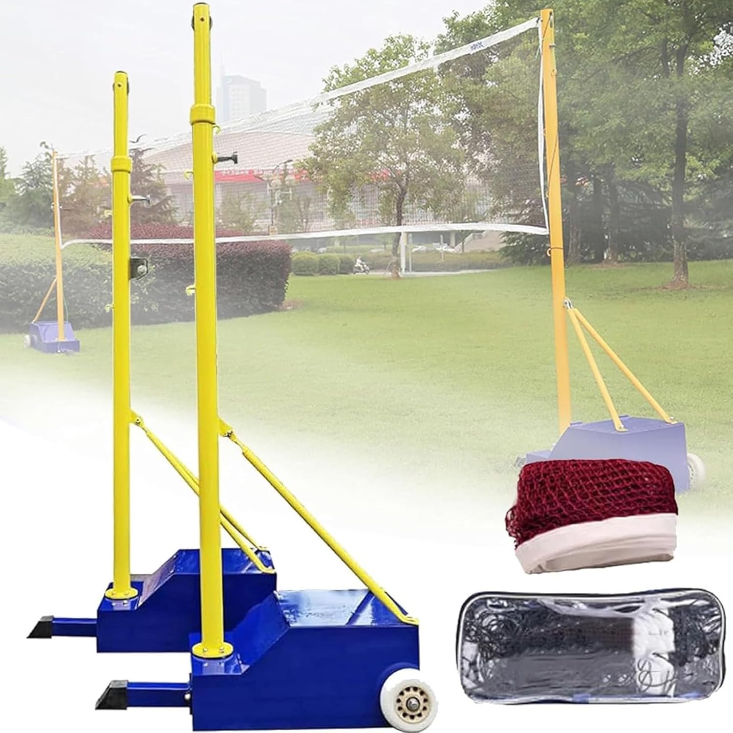 Portable Badminton Volleyball Net Set – Freestanding Indoor/Outdoor Training Net with Poles – Perfect for Backyard Sports Court, Easy Setup & Durable Design