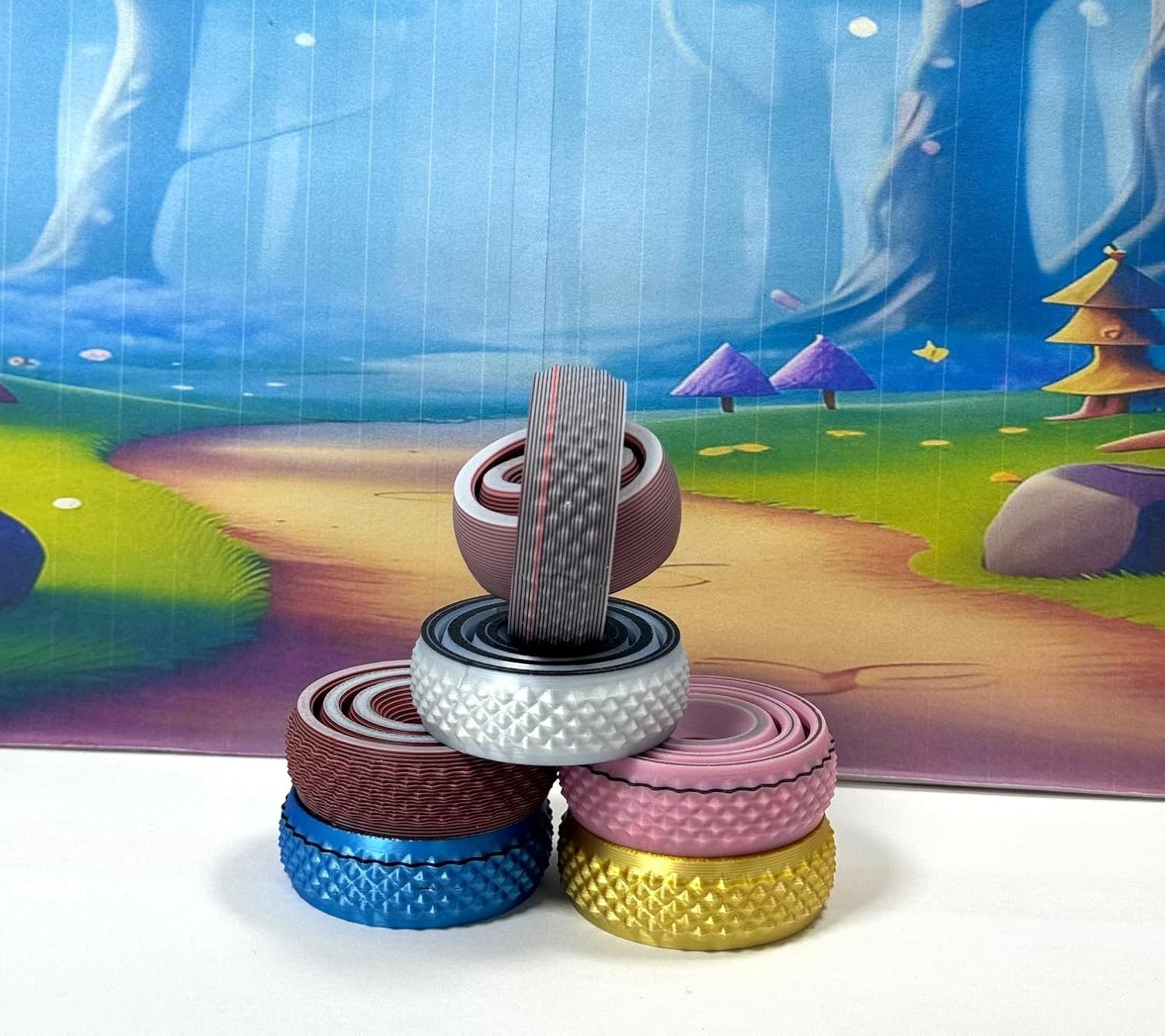 6 pcs Gyro Spinner - Stress Relief Fidget Toy - Stocking Stuffer - 3D Printed Gyro Spinner - Reduces Stress & Anxiety - ADHD & Autism Fidget Toy
