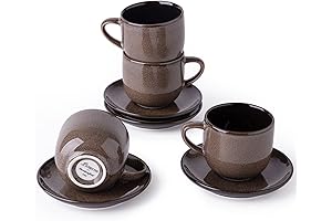 3 OZ Demitasse Espresso Cups with Saucers and Ceramic Coffee Cups Set