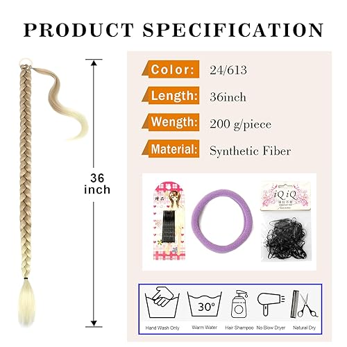 Miniatura 3 de Extensión de cola de caballo, extensión de cola de caballo trenzada, para mujeres negras, con banda para el cabello, envoltura recta con extensión