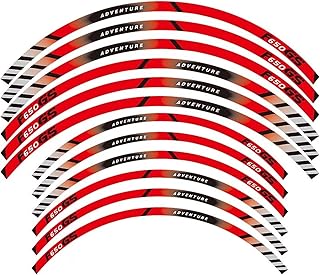 Adhesivo Rueda de Motocicleta Calcomanía Decoració Para F650GS ADVENTURE 19''17'' 12 X Borde Grueso Borde Exterior Pegatina Rayas Rueda Calcomanías (Color : Rojo)