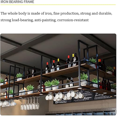 Miniatura 4 de Estante industrial de montaje en techo, estante de techo, estante para vino, estantería colgante para colgar en el techo, estantes flotantes