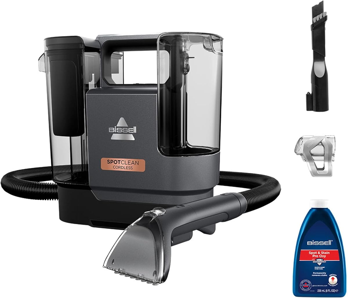 BISSELL SpotClean Cordless, Carpet Cleaner, Portable Spot Cleaner On the Go, Compact & Lightweight, Cordless Upholstery Cleaner, Carpet Stain Remover for Carpets, Upholstery, Sofa Cleaner & Car, 3681E