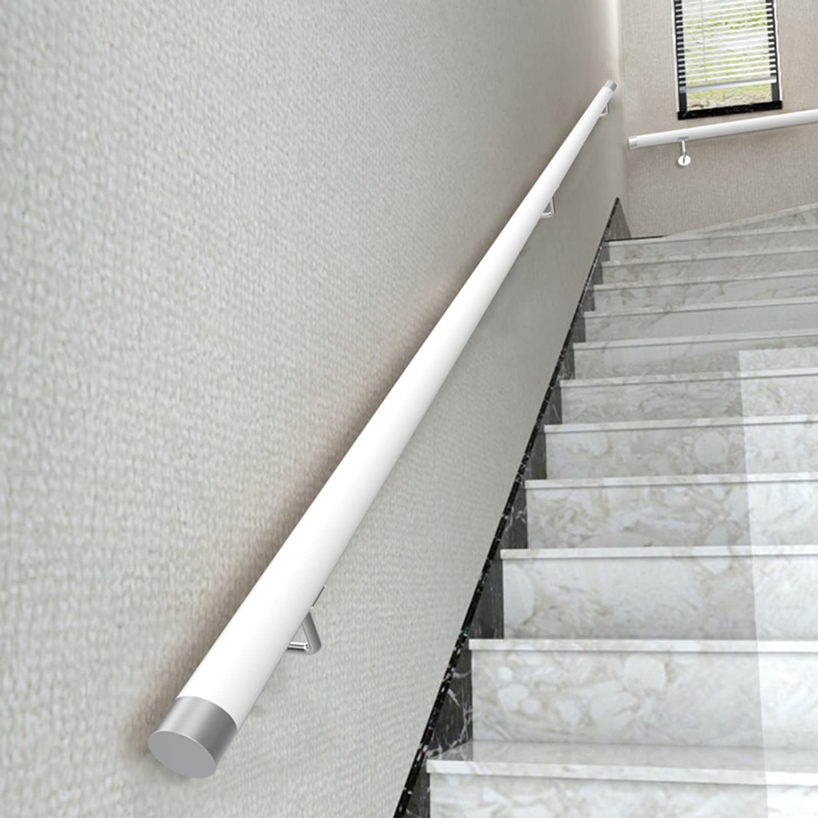 White Wooden Handrails, Home Kindergarten Guardrail Corridor Indoor Wall Mount Stair Handrail Banister Villa Loft Elderly Non-Slip Stair Railing(390cm)