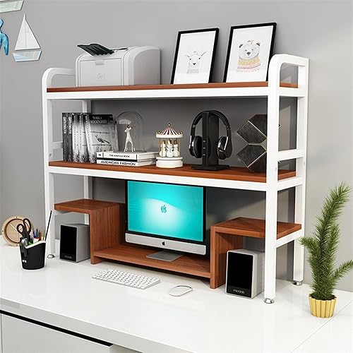 Miniatura 9 de Estantería de escritorio de hierro forjado estantería de escritorio con soporte para computadora organizador de escritorio de oficina de 2 niveles