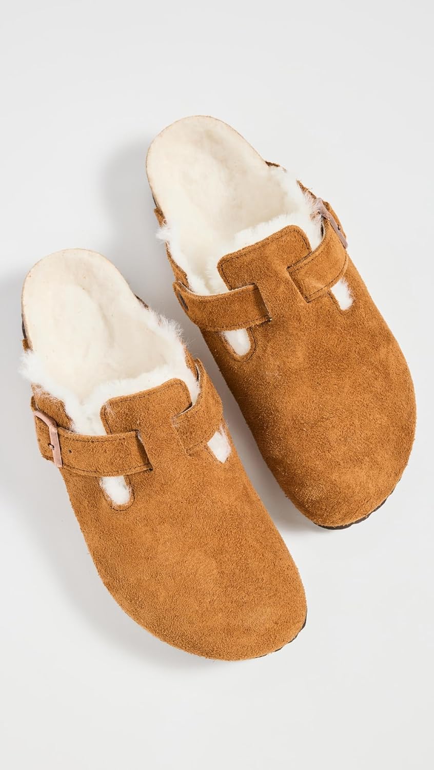 Shearling Suede Mink Boston Sandals by Birkenstock - Image 4