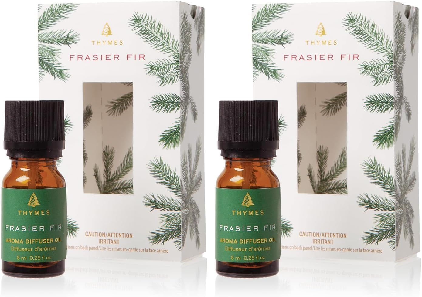 Thymes Electric Oil Diffuser Refill - Home Fragrance Oil Refill for Plug in Air Fresheners for Home - Use for Electric Scent Diffuser - Long Lasting Scent (Frasier Fir, 0.25 fl oz) (Pack of 2)