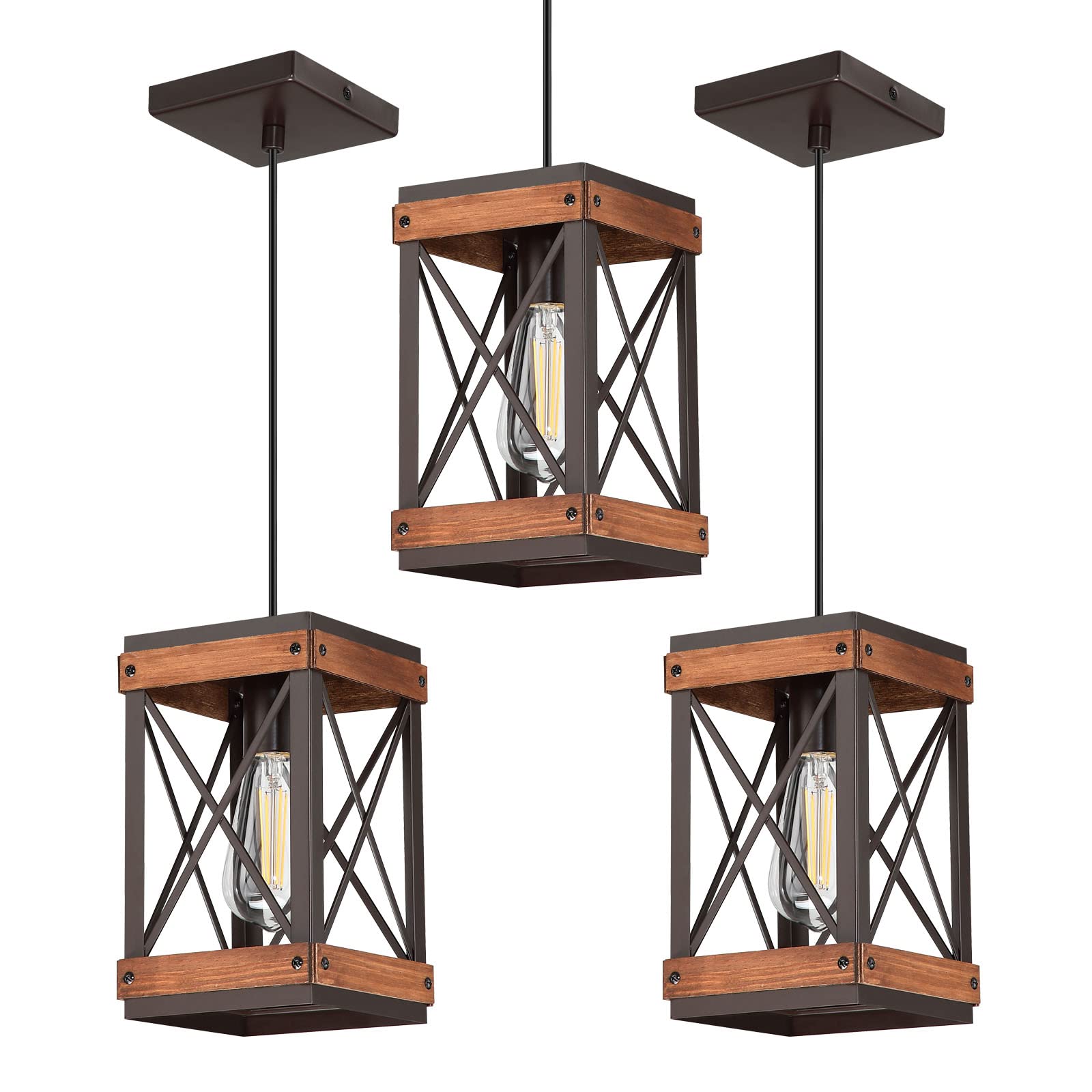 Dolaimi House 1 Light Adjustable Rustic Farmhouse Wood Pendant Light