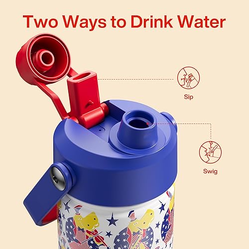 Miniatura 339 de ENCOOL Botella de agua aislada con popote, de acero inoxidable, a prueba de fugas, sin BPA, al vacío de doble pared que se mantiene fría durante 24